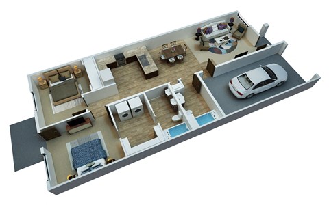 Floor plan for 2 beds, 1 bath, 1100 sqft